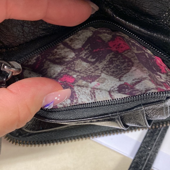 Elliott Lucca Leather Wristlet Wallet Leather Black Braided Zip Around ID Holder - Picture 8 of 9